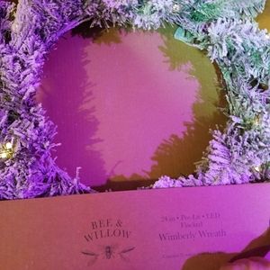 Bee and willow 24" flocked wreath led lights